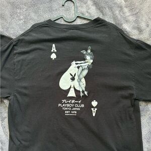 PLAYBOY CLUB Ace of Spades Black T-Shirt Size L